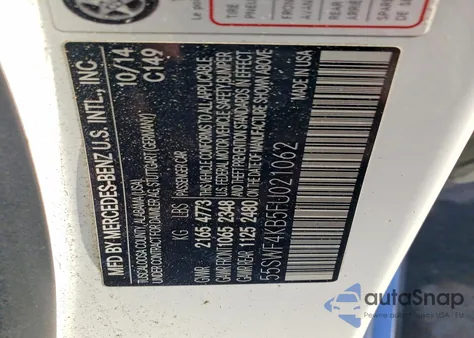 2015 Mercedes-Benz C 300 4Matic from USA, damaged, VIN 55SWF4KB5FU021062